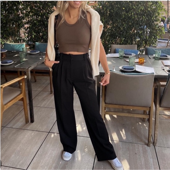 NEW Favorite Daughter The Favorite Pants Black High Waist Wide Leg Size 6 - Picture 3 of 9